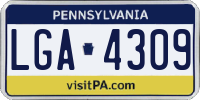 PA license plate LGA4309