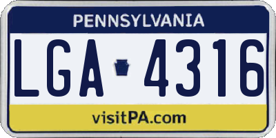 PA license plate LGA4316