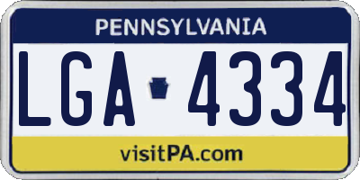 PA license plate LGA4334