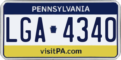 PA license plate LGA4340