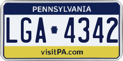 PA license plate LGA4342