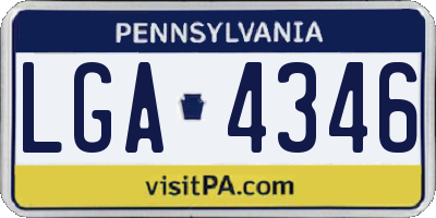 PA license plate LGA4346