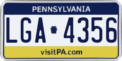 PA license plate LGA4356