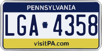 PA license plate LGA4358