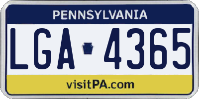 PA license plate LGA4365