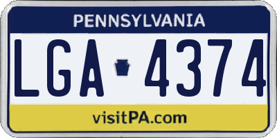 PA license plate LGA4374