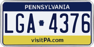 PA license plate LGA4376