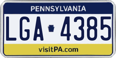 PA license plate LGA4385