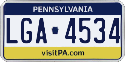 PA license plate LGA4534