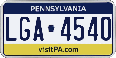 PA license plate LGA4540