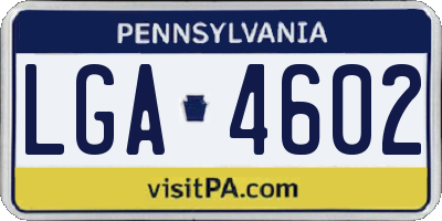 PA license plate LGA4602