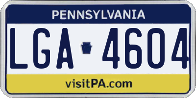PA license plate LGA4604