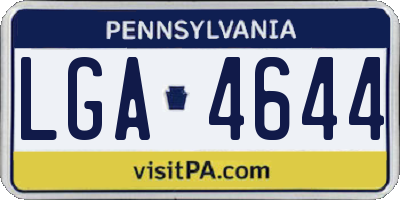 PA license plate LGA4644