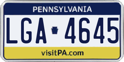 PA license plate LGA4645
