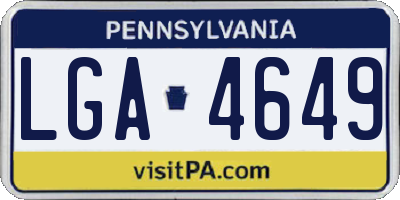 PA license plate LGA4649