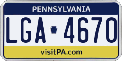 PA license plate LGA4670