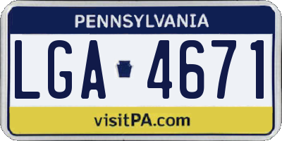 PA license plate LGA4671
