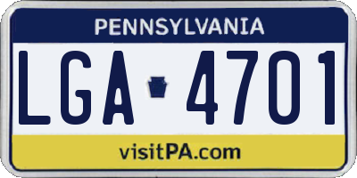 PA license plate LGA4701