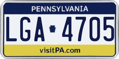 PA license plate LGA4705
