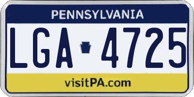 PA license plate LGA4725