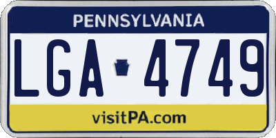 PA license plate LGA4749