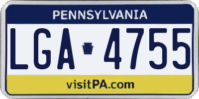 PA license plate LGA4755