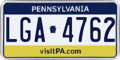 PA license plate LGA4762