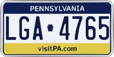 PA license plate LGA4765