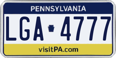 PA license plate LGA4777