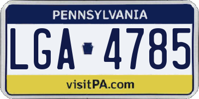 PA license plate LGA4785
