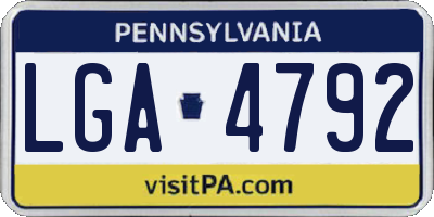 PA license plate LGA4792