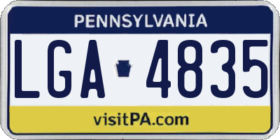 PA license plate LGA4835