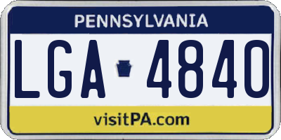 PA license plate LGA4840