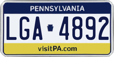 PA license plate LGA4892