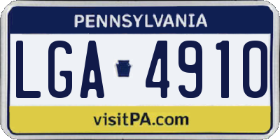 PA license plate LGA4910