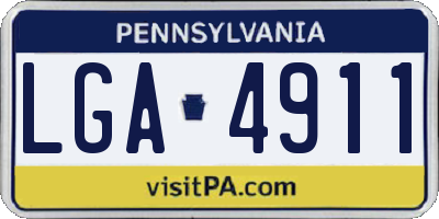 PA license plate LGA4911