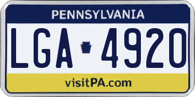 PA license plate LGA4920