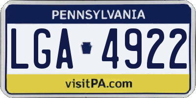 PA license plate LGA4922