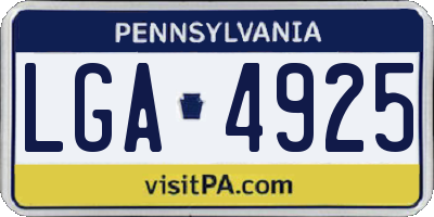 PA license plate LGA4925