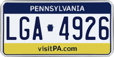 PA license plate LGA4926