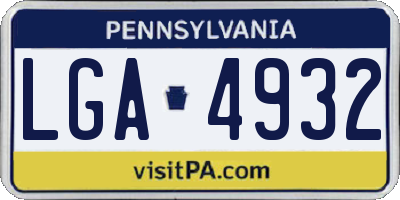 PA license plate LGA4932