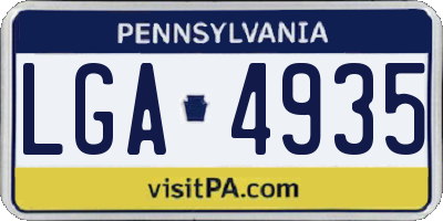 PA license plate LGA4935