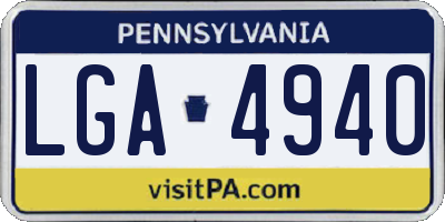 PA license plate LGA4940