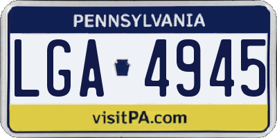 PA license plate LGA4945