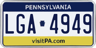 PA license plate LGA4949