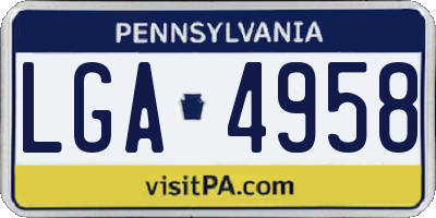 PA license plate LGA4958