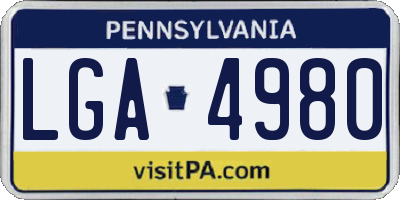 PA license plate LGA4980