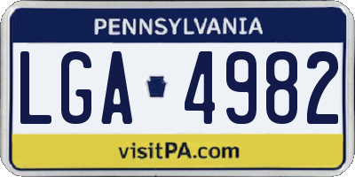 PA license plate LGA4982