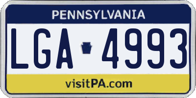 PA license plate LGA4993