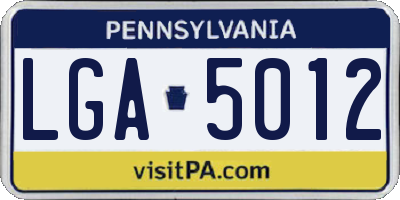 PA license plate LGA5012